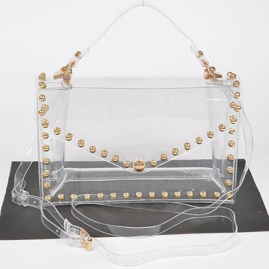 Gold Studded Clear Bag
