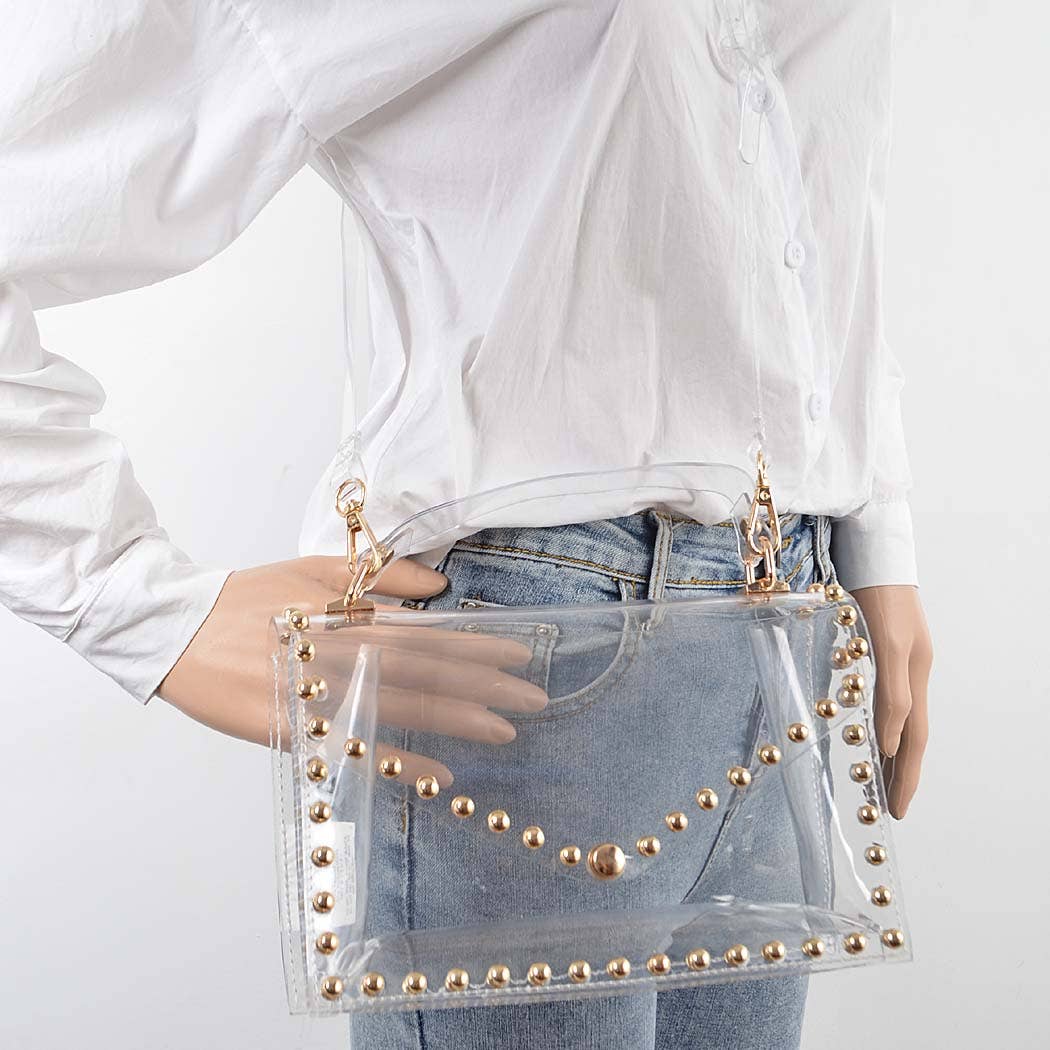 Gold Studded Clear Bag